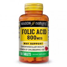 Фолиевая кислота Mason Natural Folic Acid 800 mcg 100 Tabs Фолиевая кислота Mason Natural Folic Acid 800 mcg 100 Tabs