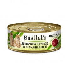 Basttet'o Original для кошек Говядина с курицей и овощами в желе, жб 85 г Basttet'o Original для кошек Говядина с курицей и овощами в желе, жб 85 г