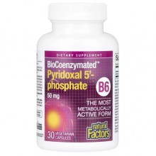 Пиридоксин Natural Factors BioCoenzymated B6 Pyridoxal 5'-Phosphate 50 mg 30 Veg Caps