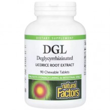 Корень солодки Natural Factors DGL Deglycyrrhizinated Licorice Root Extract 90 Chewable Tabs
