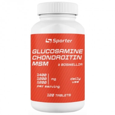 Хондропротектор (для спорта) Sporter Glucosamine & Chondroitin + MSM + Boswellia 120 Tabs