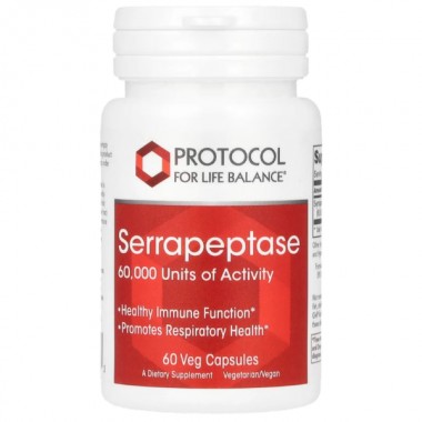 Серрапептаза Protocol for Life Balance Serrapeptase 60000 Units of Activity 60 Veg Caps Серрапептаза Protocol for Life Balance Serrapeptase 60000 Units of Activity 60 Veg Caps