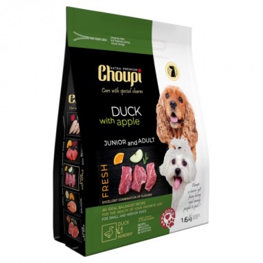  CHOUPI сухой корм для собак малых и средних пород 1,6 кг Утка с Яблоками