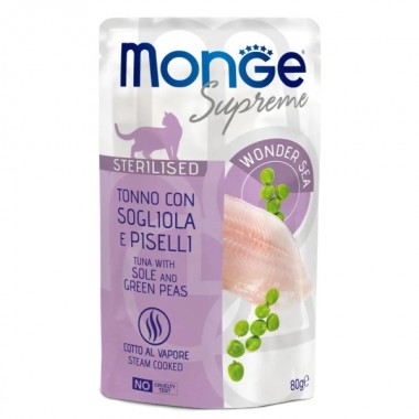  MONGE CAT WET Sterilised тунец с камбалой и зеленым горошком 0,08