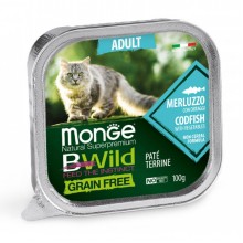 Влажный корм для котов Monge Cat Wet Bwild Grain Free Adult треска с овощами 0,1 Кг Влажный корм для котов Monge Cat Wet Bwild Grain Free Adult треска с овощами 0,1 Кг