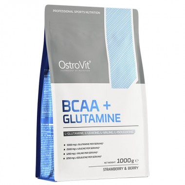 Аминокомплекс для спорта OstroVit BCAA + Glutamine 1000 g /100 servings/ Strawberry Berry