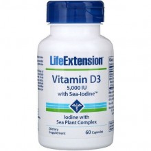 Витамин D Life Extension Vitamin D3 with Sea-Iodine 5,000 IU 60 Caps