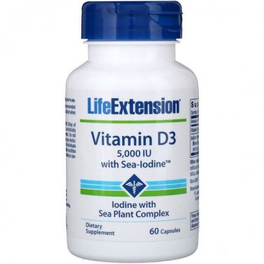 Витамин D Life Extension Vitamin D3 with Sea-Iodine 5,000 IU 60 Caps