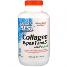 Комплекс для кожи, волос, ногтей Doctor's Best Collagen Types 1 and 3 with Peptan 1000 mg 540 Tabs DRB-00358 Комплекс для кожи, волос, ногтей Doctor's Best Collagen Types 1 and 3 with Peptan 1000 mg 540 Tabs DRB-00358