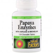 Папайя Natural Factors Papaya Enzymes with Amylase & Bromelain 120 Chewable Tabs NFS-01749