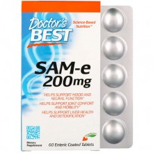 Метионин Doctor's Best SAM-E (S-Adenosyl-L-Methionine) 200 mg 60 Tabs DRB-00206