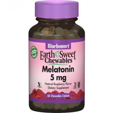 Мелатонин для сна Bluebonnet Nutrition Earth Sweet Chewables Melatonin 5 mg 60 Chewable Tabs Natural Raspberry Flavor BLB0996