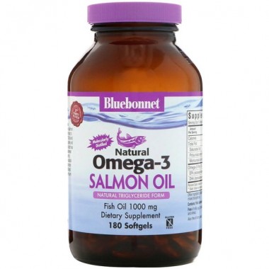 Жир лосося Bluebonnet Nutrition Natural Omega-3 Salmon Oil 1000 mg 180 Softgels BLB0953 Жир лосося Bluebonnet Nutrition Natural Omega-3 Salmon Oil 1000 mg 180 Softgels BLB0953