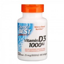 Витамин D Doctor's Best Vitamin D3 1000 IU 180 Softgels