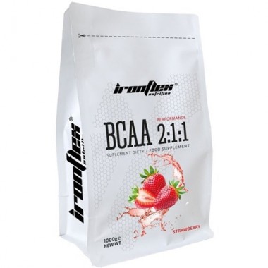 Аминокислота BCAA для спорта IronFlex BCAA Performance 2-1-1 1000 g /200 servings/ Strawberry