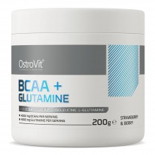 Аминокомплекс для спорта OstroVit BCAA + Glutamine 200 g /20 servings/ Strawberry Berry