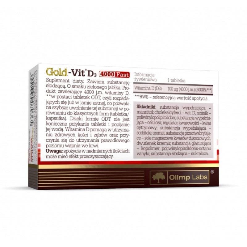 Вітамін D для спорту Olimp Nutrition Gold-Vit D3 4000 Fast 30 Tabs