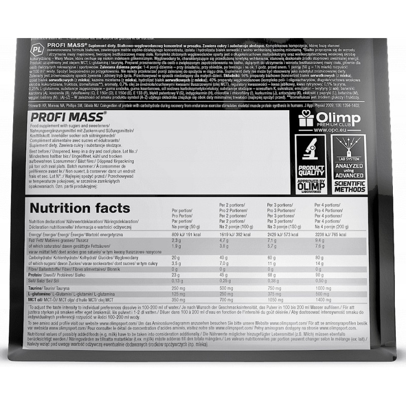 Гейнер Olimp Nutrition Profi Mass 1000 g /20 servings/ Banana