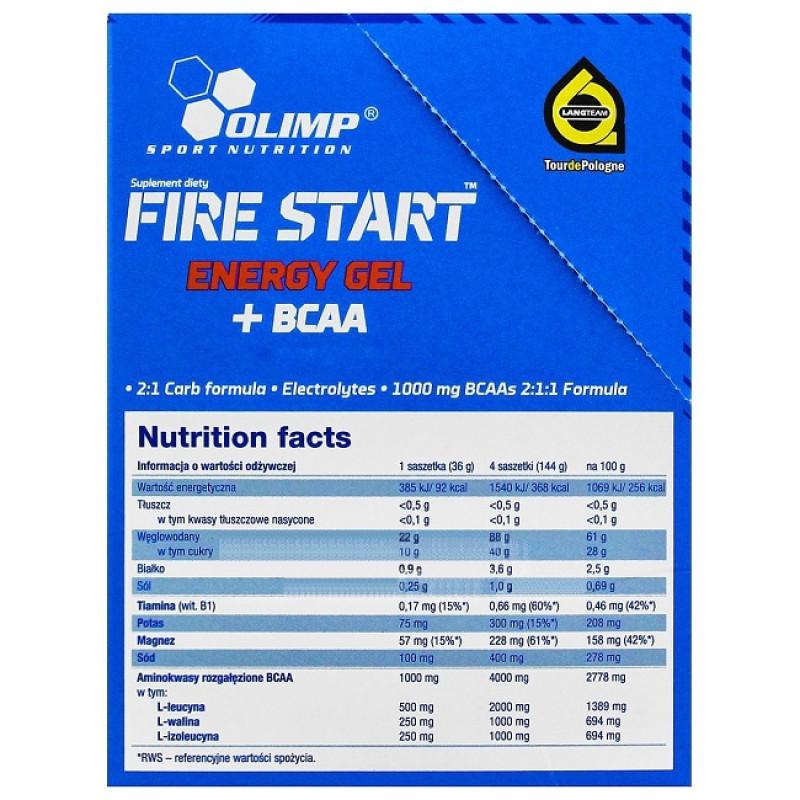Енергетик Olimp Nutrition Fire Start Energy Gel+BCAA 20 sachet Green Apple