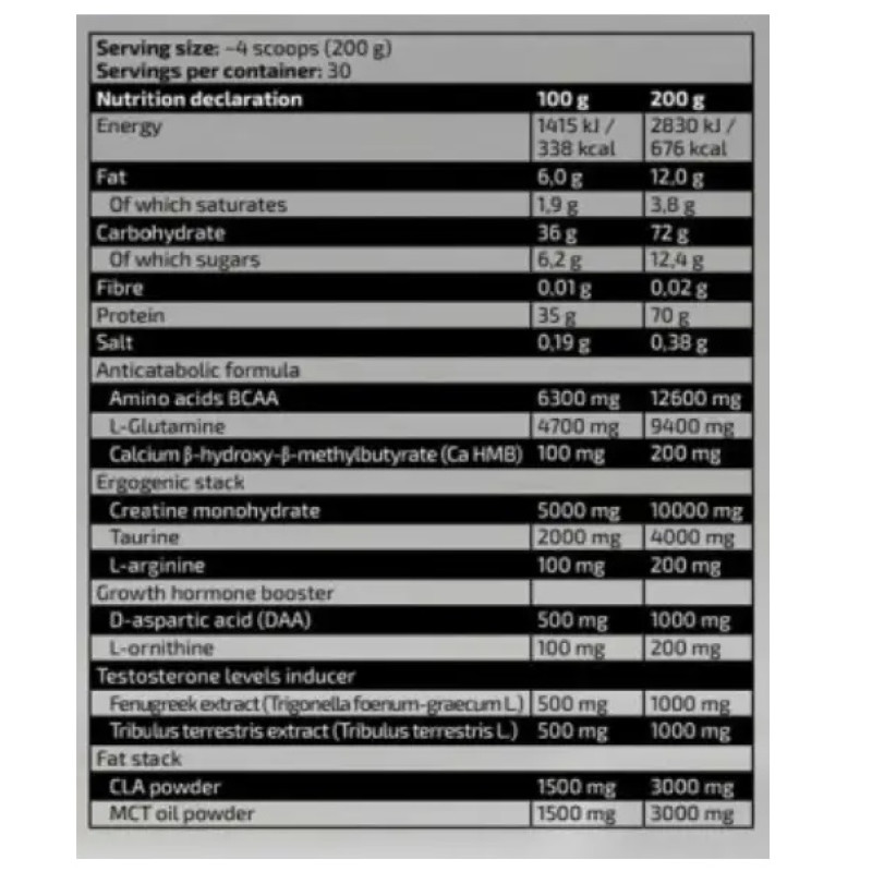 Гейнер Kevin Levrone Gold Lean Mass 6000 g /200 servings/ Chocolate