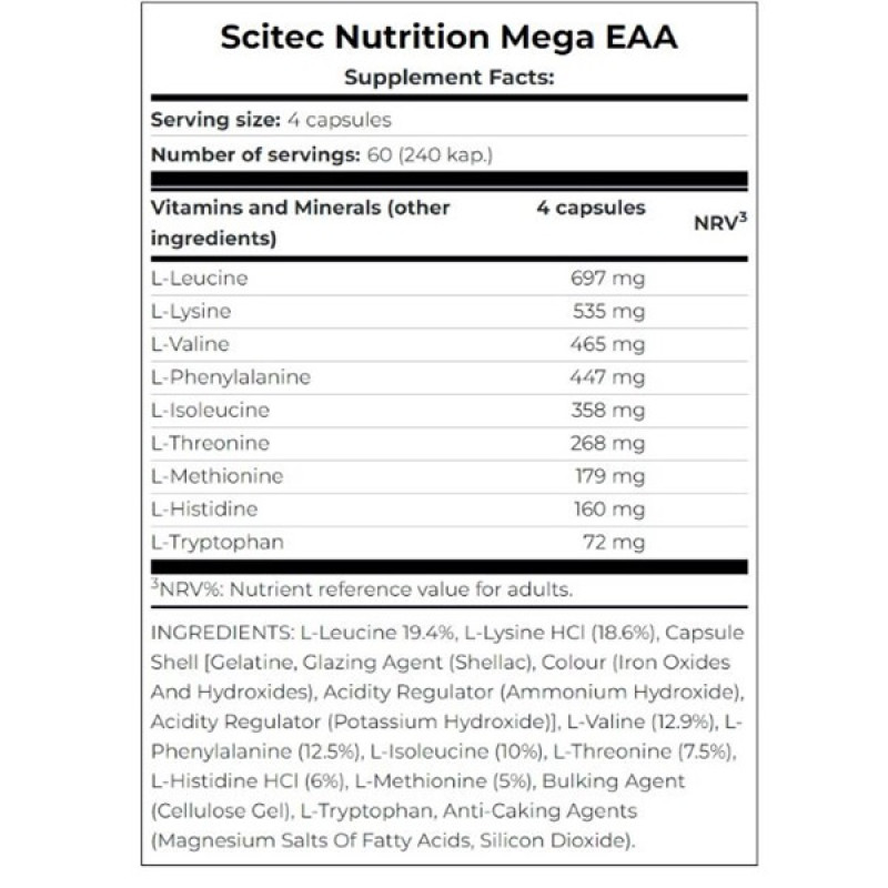 Амінокомплекс для спорту Scitec Nutrition Mega EAA 240 Caps