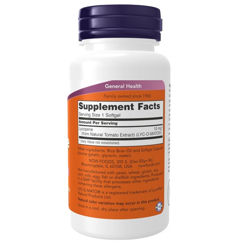 Лікопін NOW Foods Lycopene 10 mg 60 Softgels