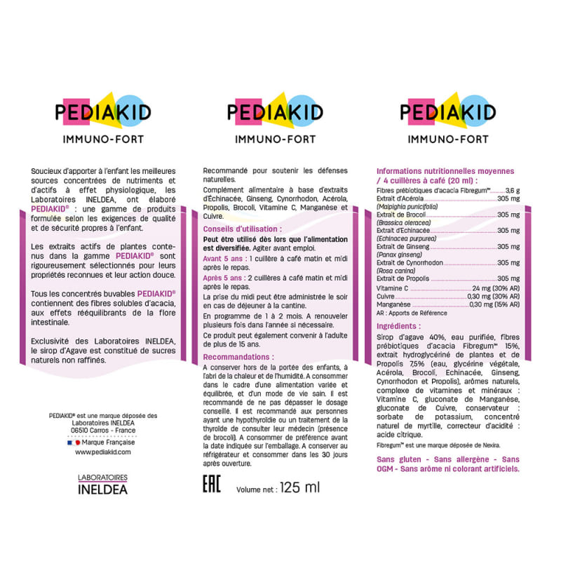 Комплекс для профілактики імунної системи у дітей Pediakid Immuno Fort 125 ml Blueberry