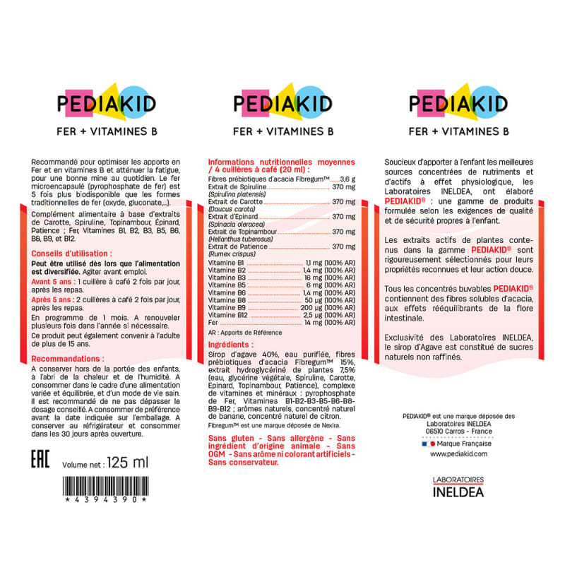 Микроэлемент Железо Pediakid Fer + Vitamin B 125 ml