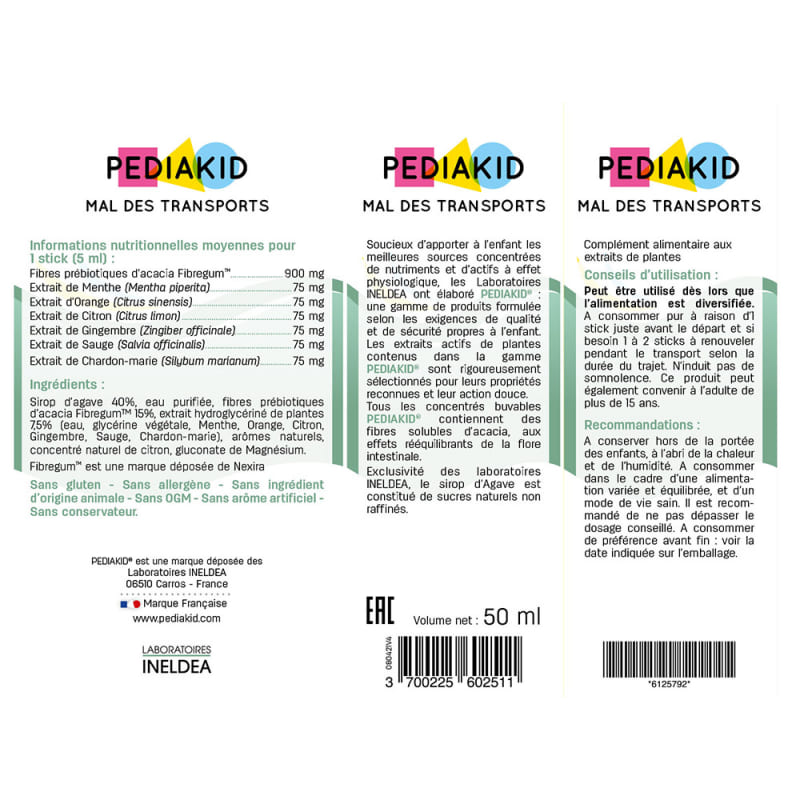 Комплекс для профілактики травлення у дітей Pediakid Mal Des Transports 10 х 5 ml Lemon