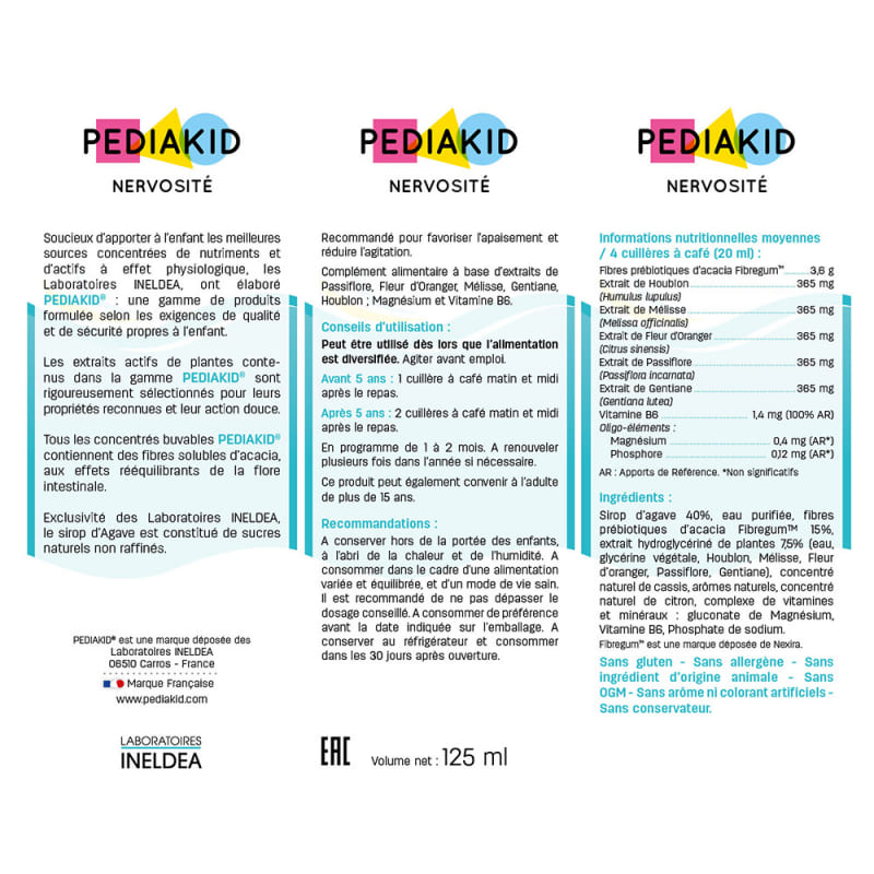 Комплекс для покращення уваги у дітей Pediakid Nervosite Sirop 125 ml Black Currant