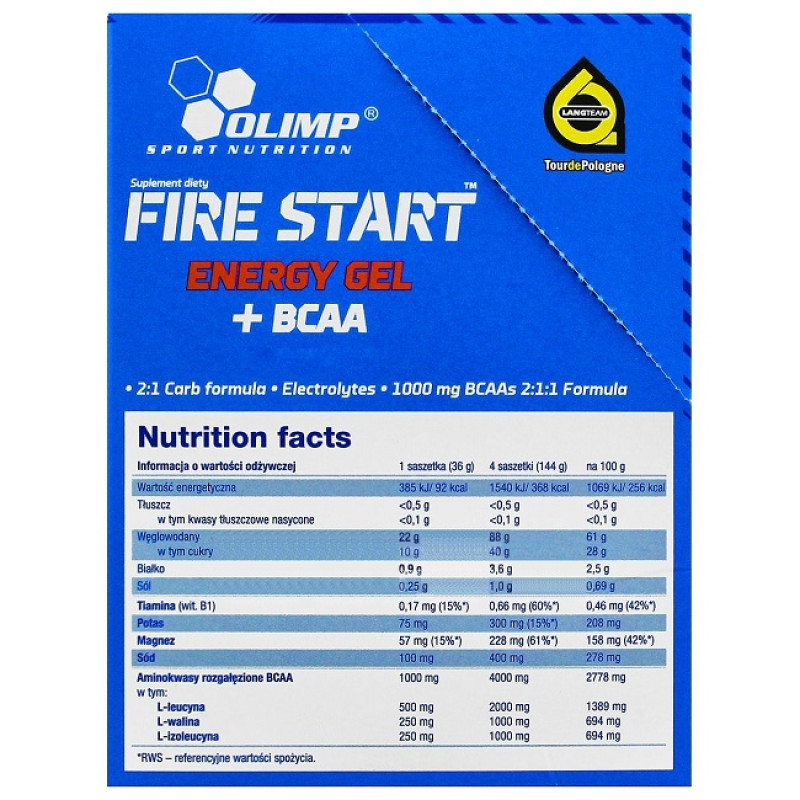 Енергетик Olimp Nutrition Fire Start Energy Gel+Caffeine 20 х 36 g Black Currant