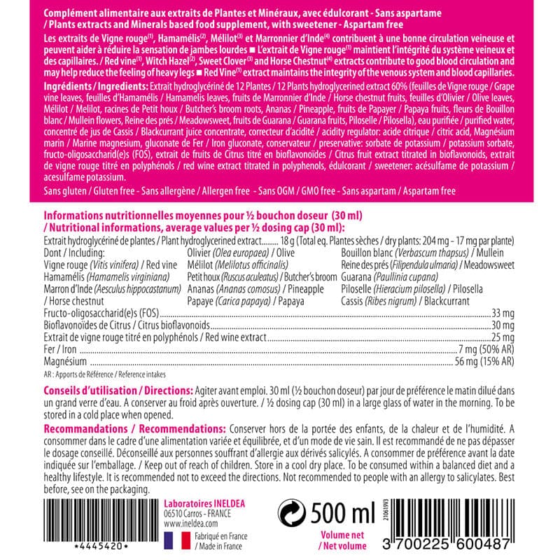 Комплекс для профілактики тиску та кровообігу INELDEA SANTE NATURELLE VEINOCELL® 500 ml /16 servings/
