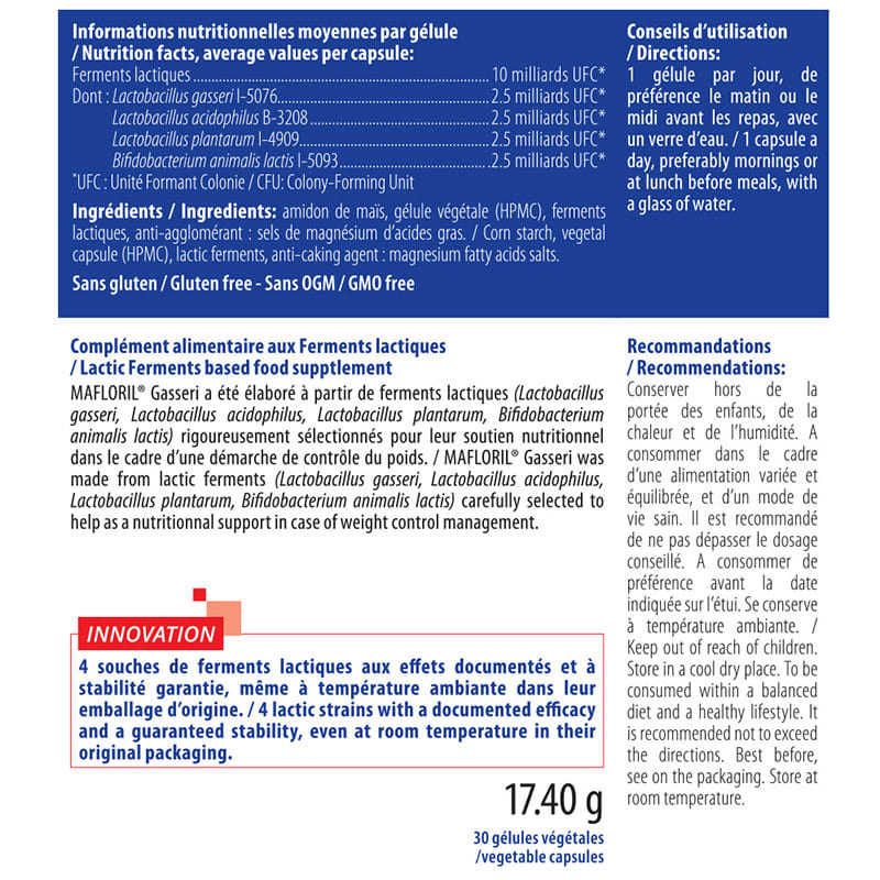 Пробіотик INELDEA SANTE NATURELLE MAFLORIL® GASSERI 30 Caps