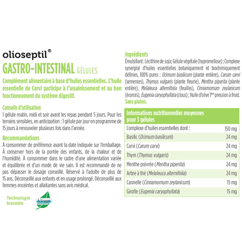 Трав'яні ферменти OLIOSEPTIL GASTRO-INTESTINAL 15 Caps