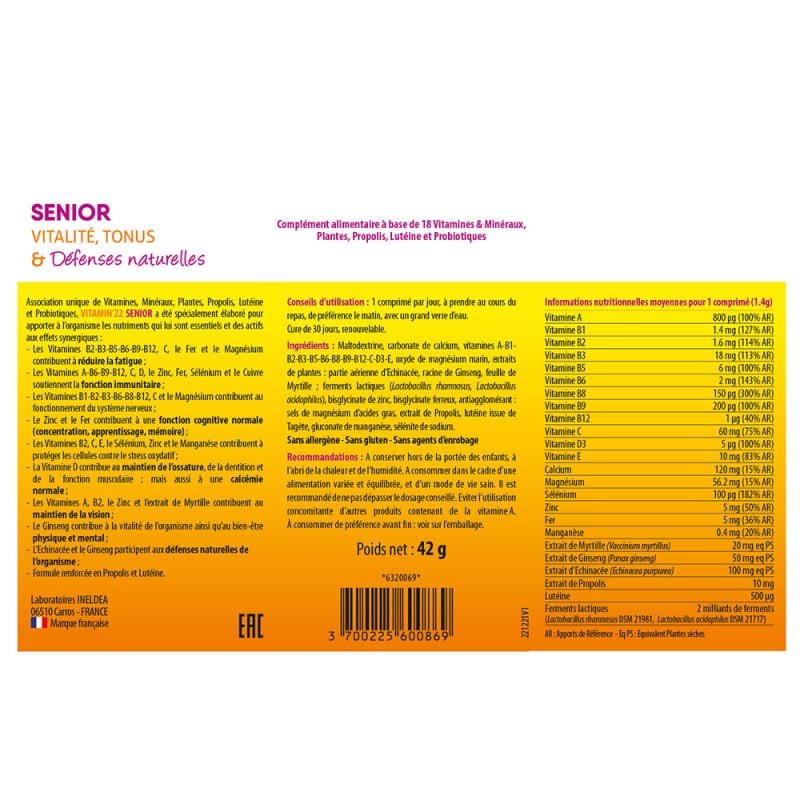 Витаминно-минеральный комплекс VITAMIN'22 SENIOR 30 Tabs