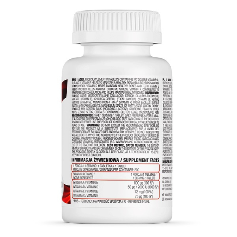 Мультивітаміни для спорту OstroVit ADEK 200 Tabs