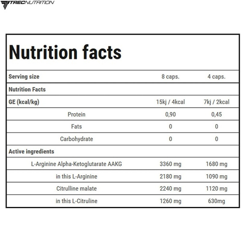 Амінокомплекс для спорту Trec Nutrition AAKG Mega Hardcore 240 Caps