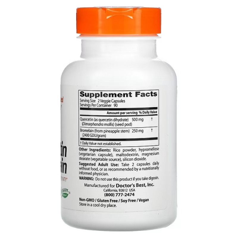Кверцетин Doctor's Best Quercetin Bromelain 180 Veg Caps