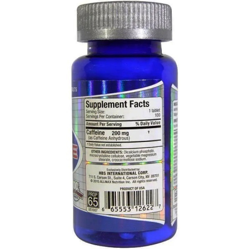 Комплекс до тренування AllMax Nutrition Caffeine 200 mg 100 Tabs
