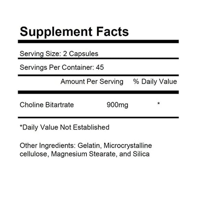Комплекс для профілактики роботи головного мозку Krk Supplements Choline-900 (Choline Bitartrate 900 mg) 90 Caps