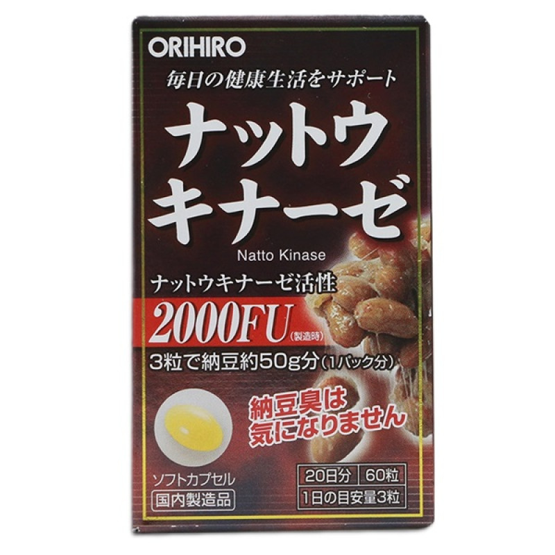 Комплекс для профілактики тиску та кровообігу Orihiro Nattokinase 2000 FU 350 mg 60 Caps