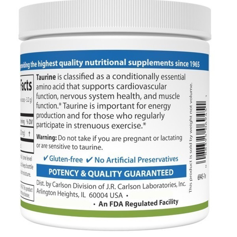 Таурин Carlson Labs Taurine Powder 100 g /31 servings/ Unflavored