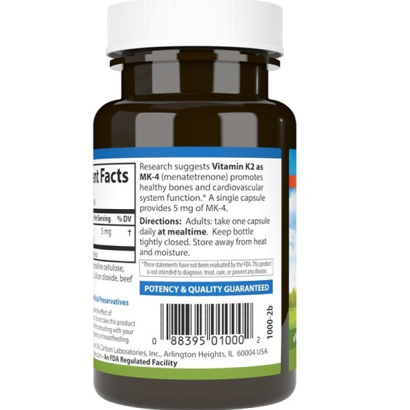 Вітамін K Carlson Labs Vitamin K2 5 mg 60 Soft Gels