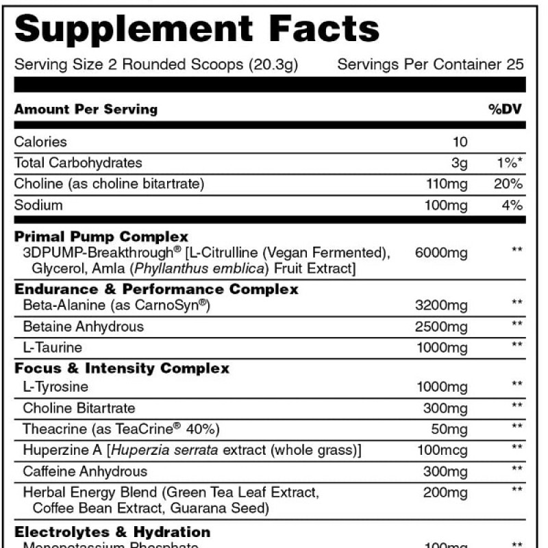 Комплекс до тренування Universal Nutrition Animal Primal Powder, Preworkout 507,5 g /25 servings/ Fruit Punch