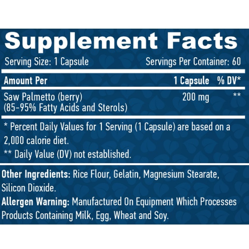 Екстракти ягід сереноа Haya Labs Saw Palmetto 200 mg 60 Caps