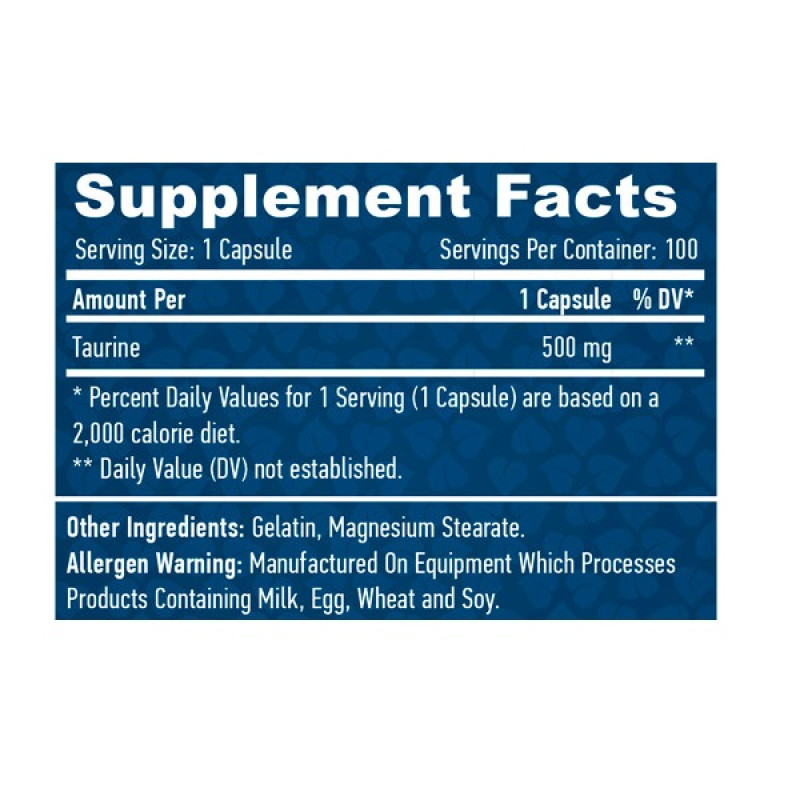 Таурин Haya Labs Taurine 500 mg 100 Caps