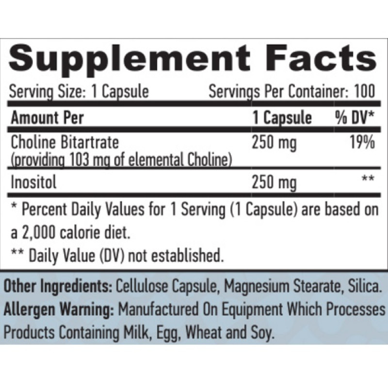 Інозитол Haya Labs CHOLINE & INOSITOL 100 Veg Caps