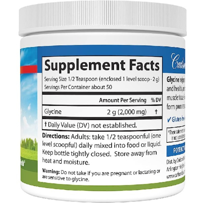 Глицин Carlson Labs Glycine Powder 100 g /50 servings/