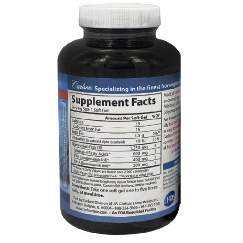 Омега 3 Carlson Labs Elite Omega-3 Gems 800 mg 90 + 30 Soft Gels