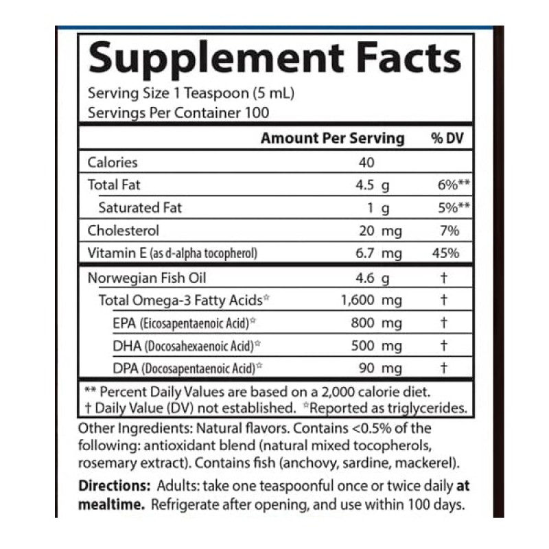 Омега 3 Carlson Labs The Very Finest Fish Oil 500 ml /100 servings/ Lemon